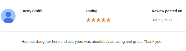 Screenshot of Dusty Smith's review on Google