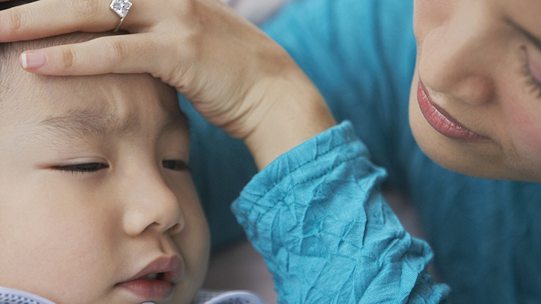 Boy having a fever