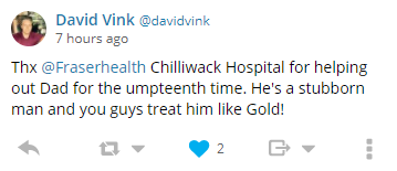 Screenshot of David Vink's post on Twitter