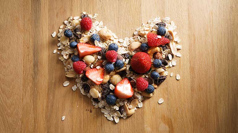 Heart made with Fruits and Oats