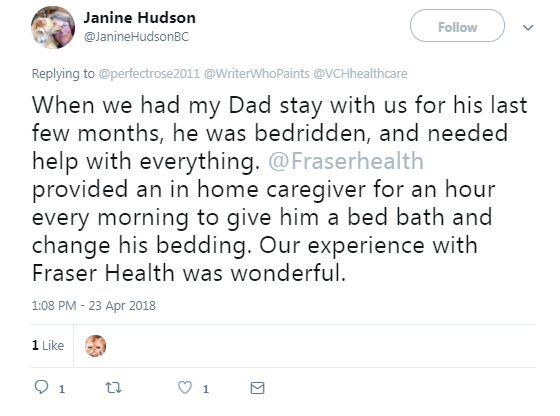 Screenshot of Janine Hudson's post on Twitter