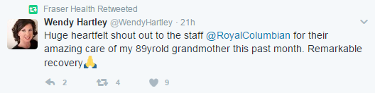 Screenshot of Wendy Hartley's post on Twitter