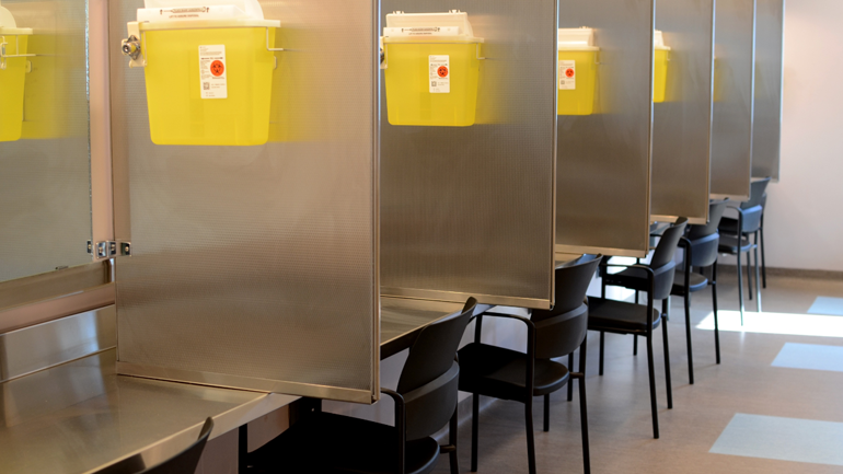 Metal desks with chairs