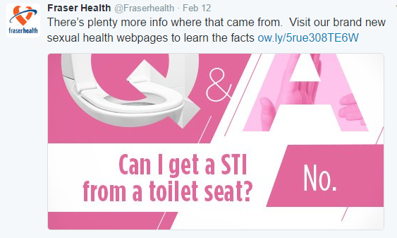 Q&A graphic asking if someone can get STI from a toilet seat