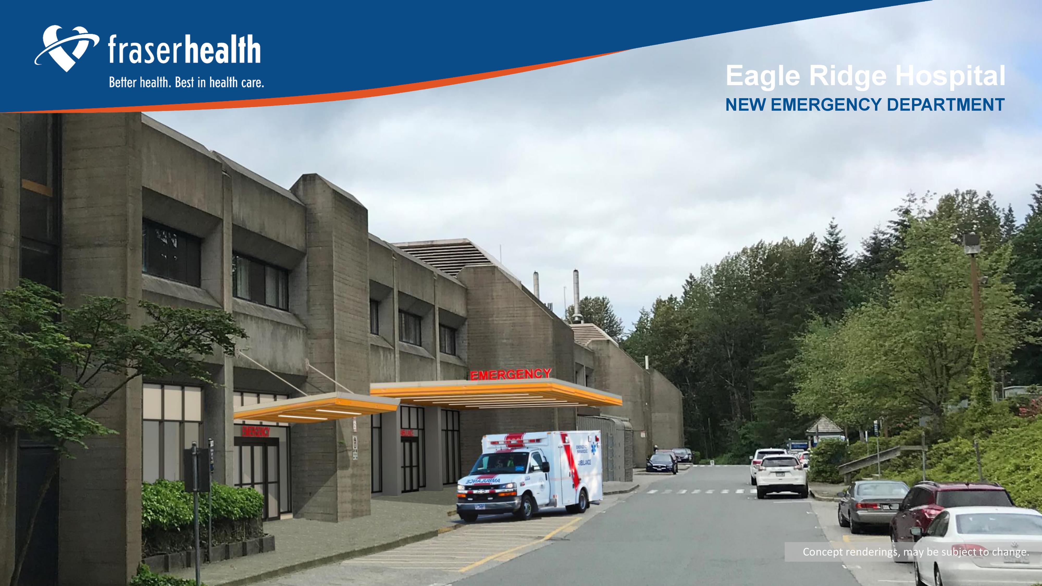 Concept rendering of emergency department entrance. Designs may be subject to change. 