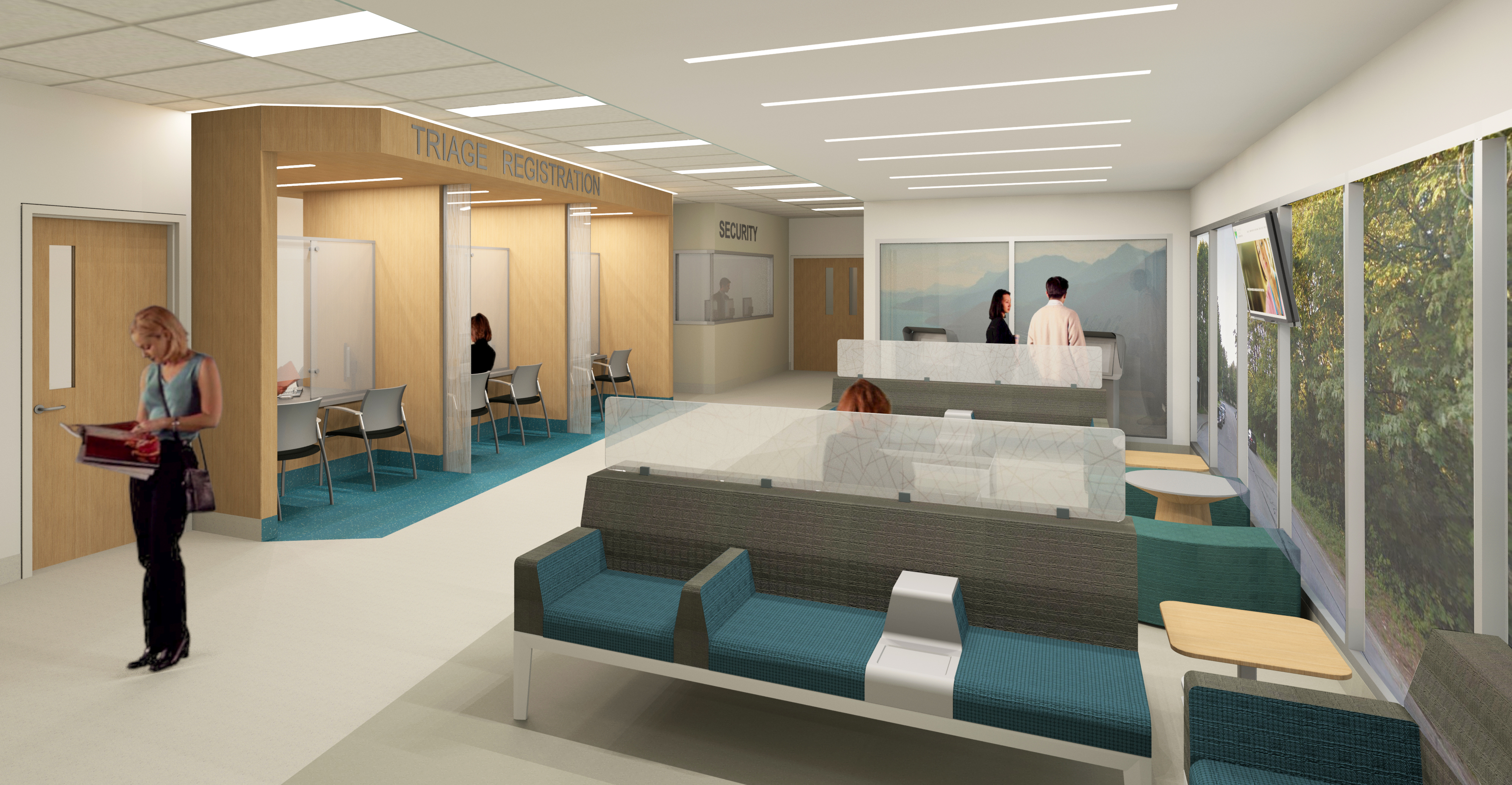 Concept rendering of new Eagle Ridge emergency department registration area. Designs may be subject to change. 