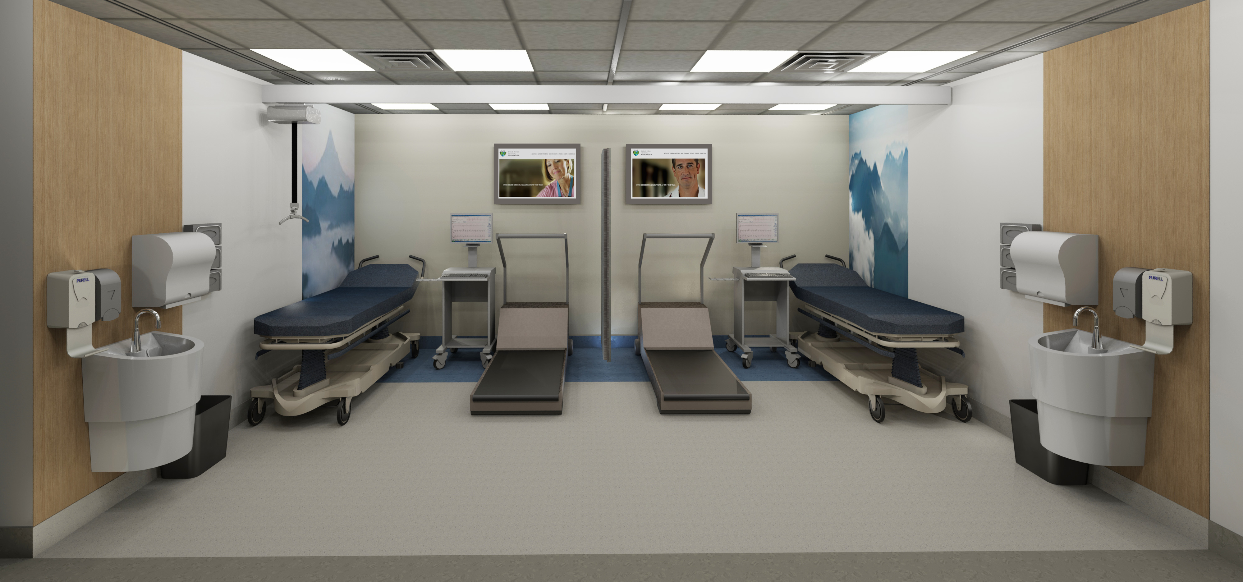 Concept rendering of a stress testing room in the new emergency department. Designs may be subject to change. 