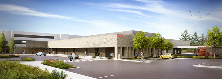 New Langley Memorial Hospital Emergency Department. Concept rendering, may be subject to change.