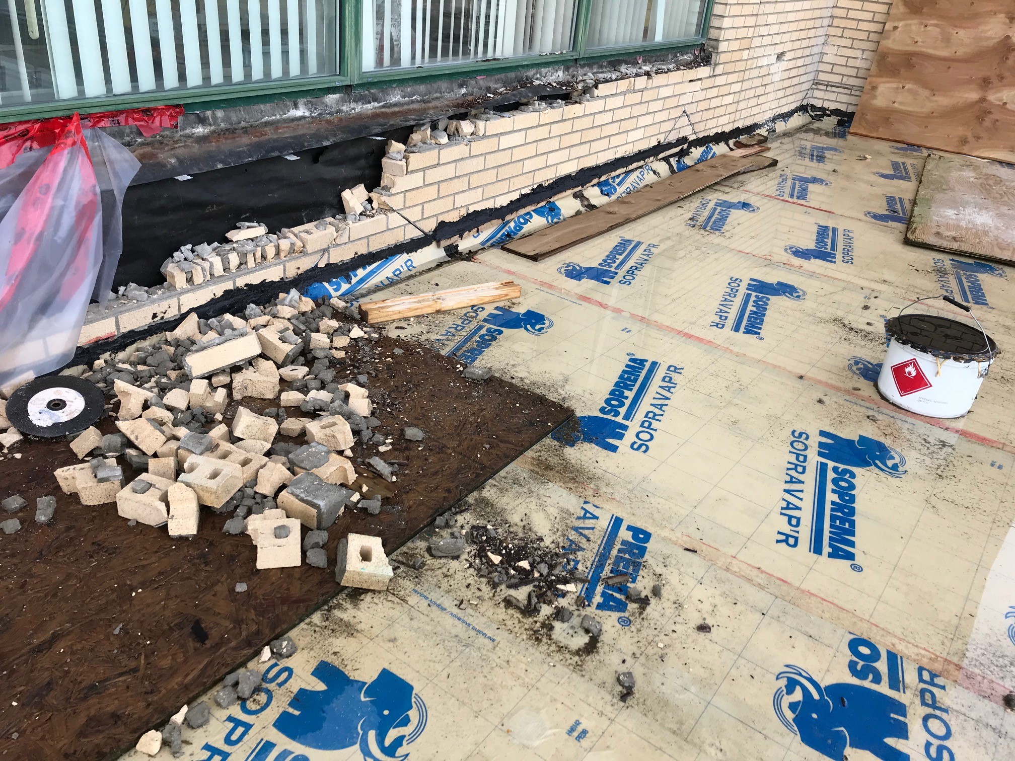 Tie-in to existing building envelope underway - January 15, 2020