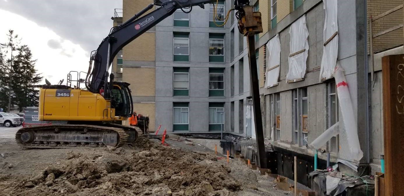 Sheet pile removal underway at the site of new MRI suite - January 23, 2020