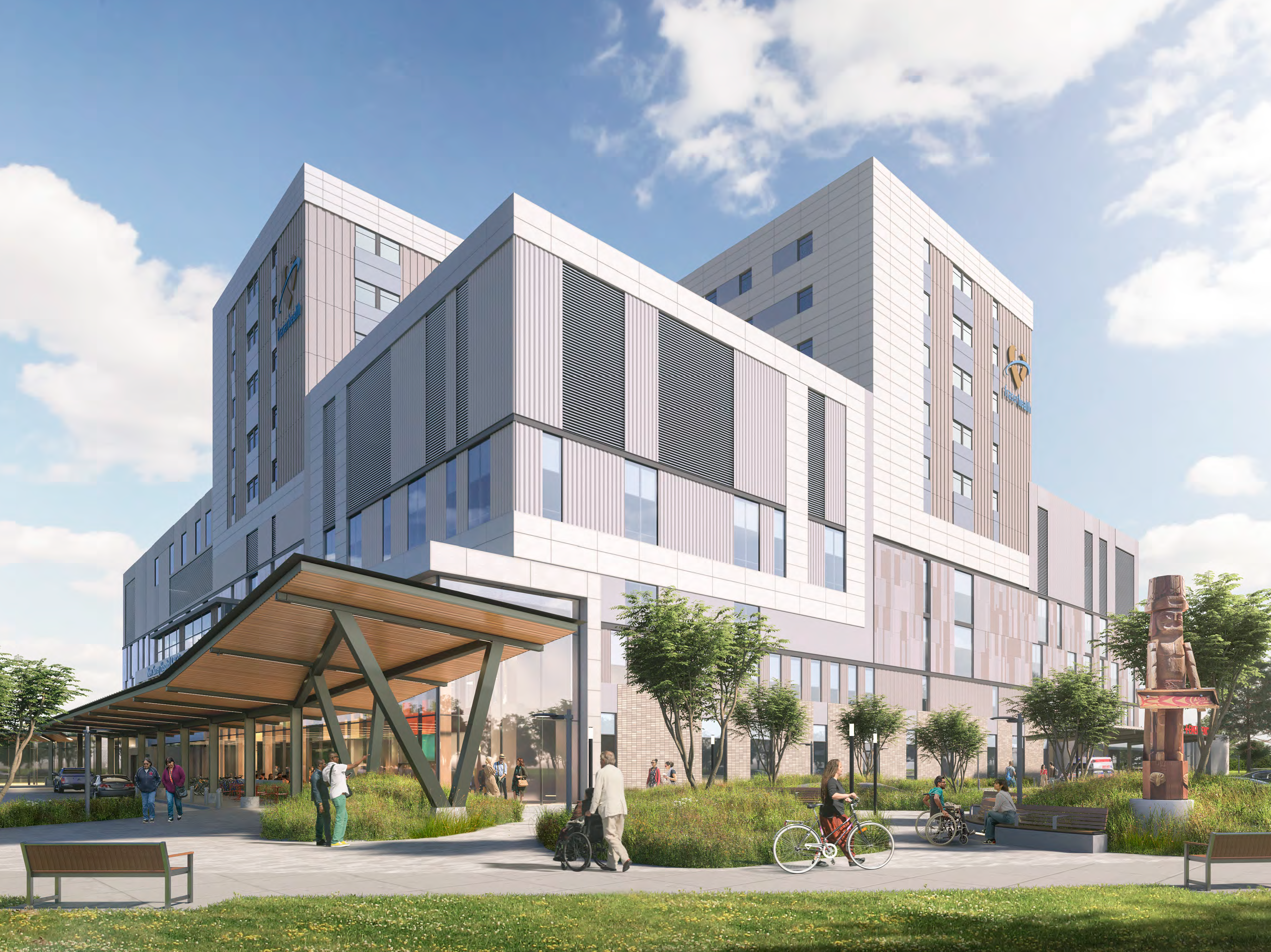 Rendering of New Surrey Hospital and BC Cancer Centre