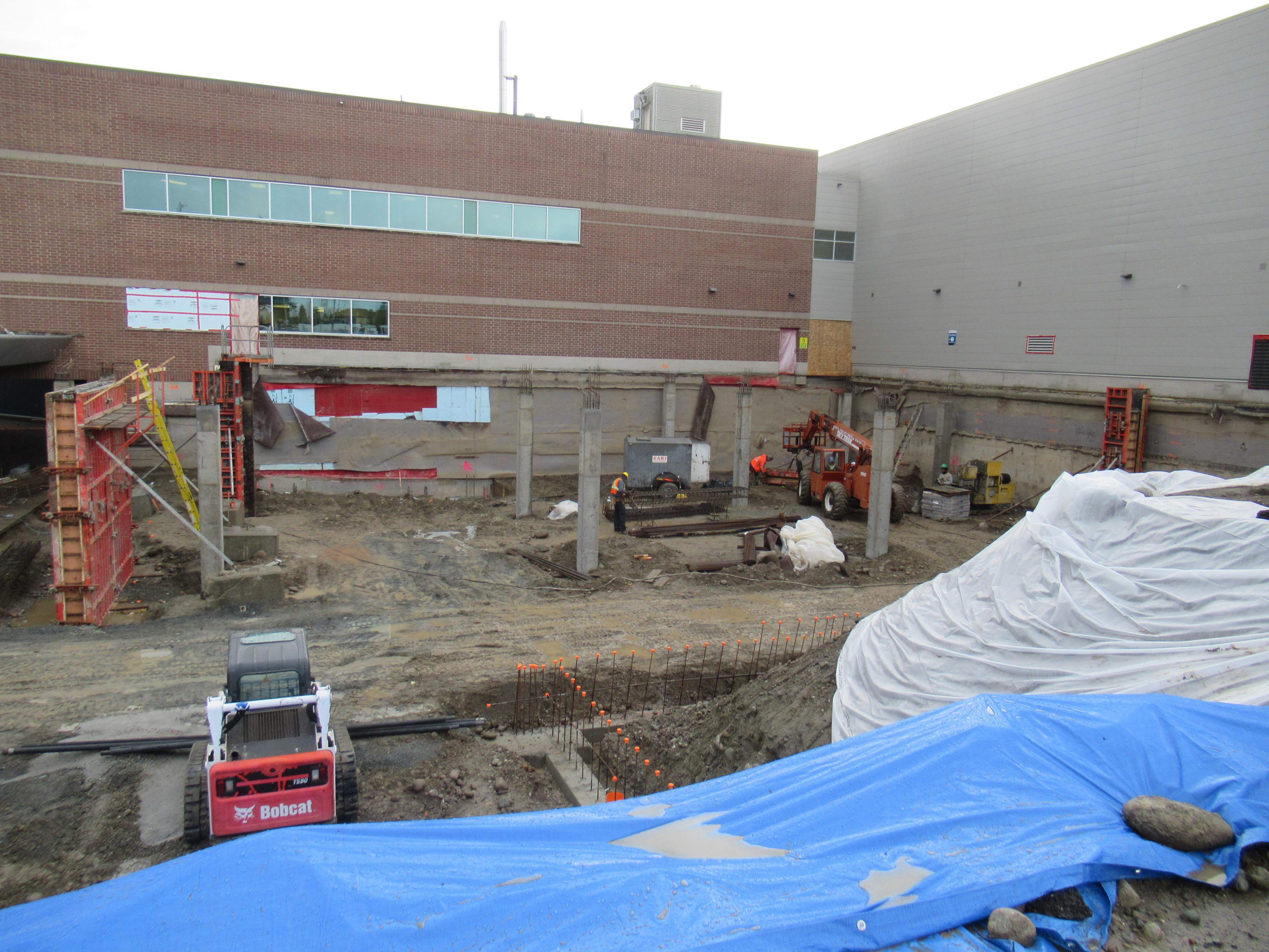 Crews in a deep excavation zone work on foundation of an extended area to the emergency department – 12/16/19