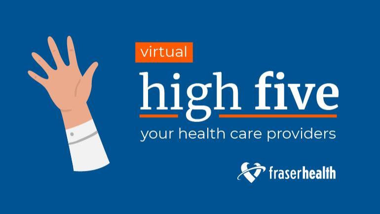 Illustrated hand with title that says "high five you health care providers".