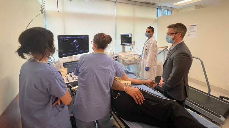 Surrey team conducting a stress echo tests at Jim Pattison Outpatient Centre