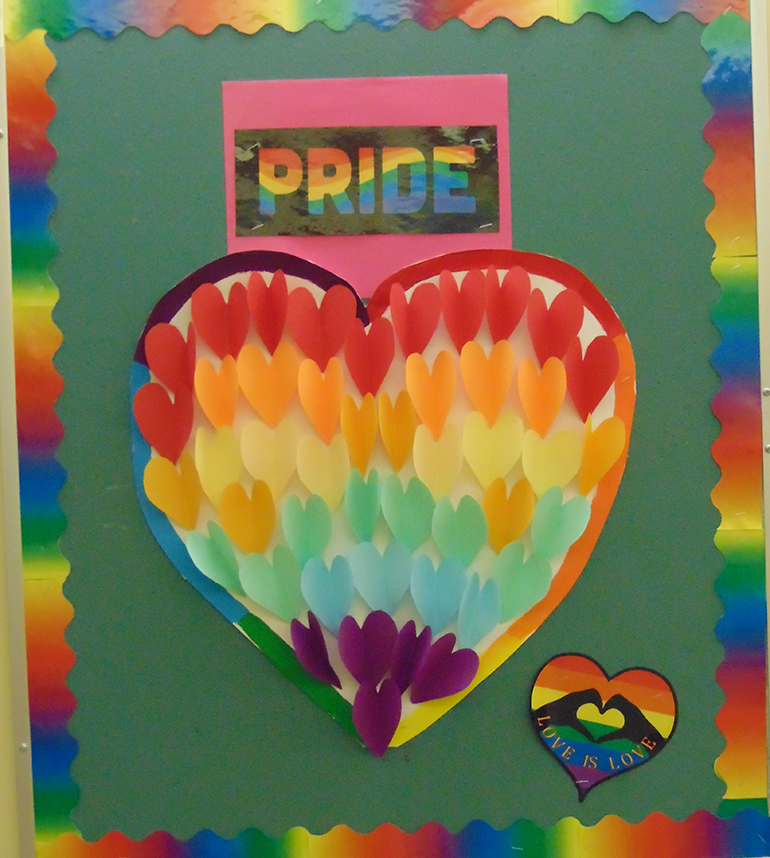Pride rainbow art with hearts