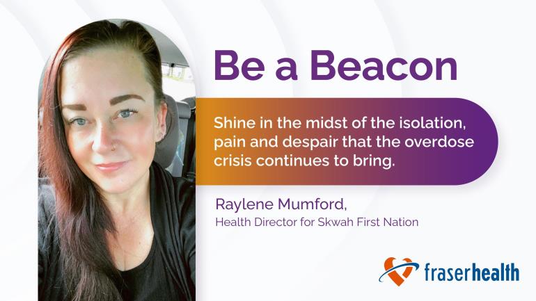 Graphic with image of Raylene Mumford with the title 'Be a Beacon'.